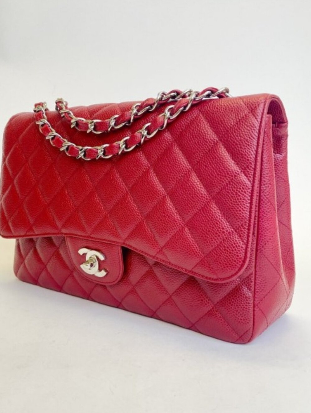Red Chain Cavir Evening Crossbody Should Adjustable Braided Strap
